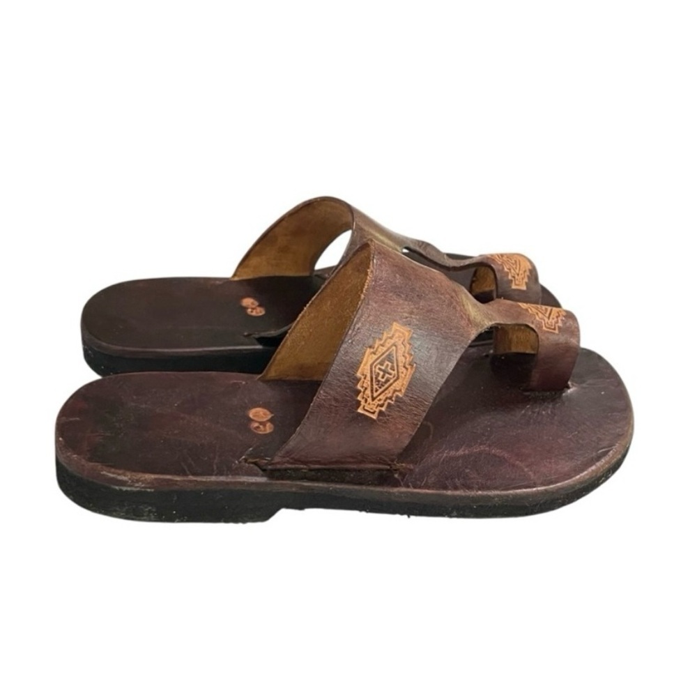 Kids Unisex Leather Sandals Size 13 | Handmade in India | Brown Slip-On - Picture 4 of 10